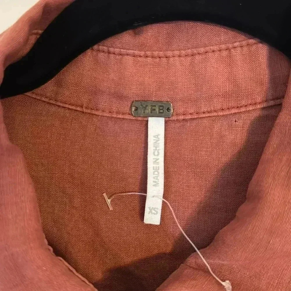 Yfb Tunic Top Rust Color Sz Xs Button Up Front 2t… - image 2